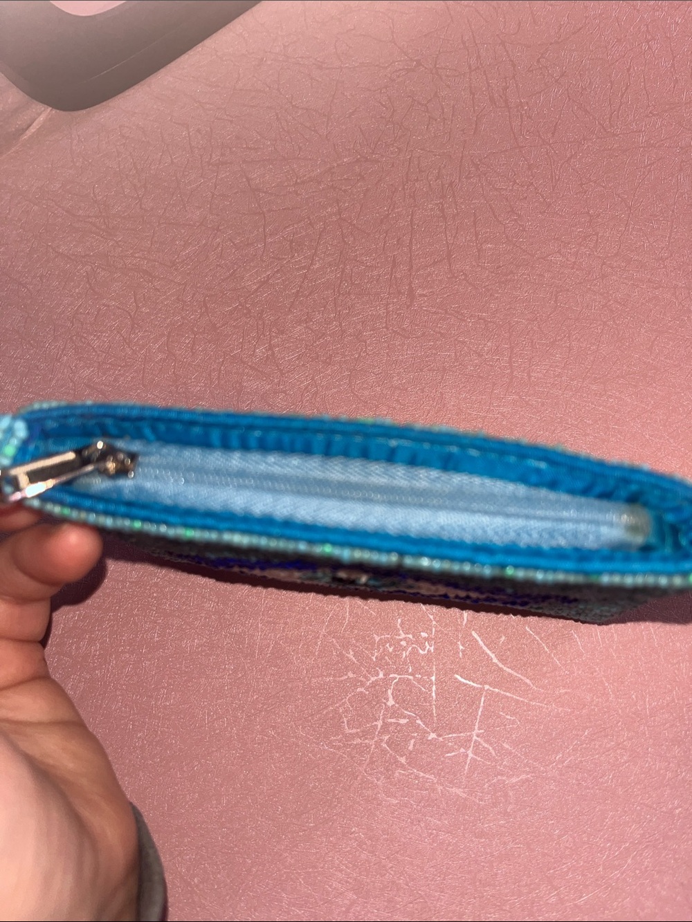 Beaded Evil Eye Wristlet Pouch in Aqua & Blue - Picture 16 of 16